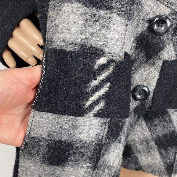 Chico’s Wool Blend Black & Gray Front Pockets Button Front Jacket Size L - Picture 4 of 9